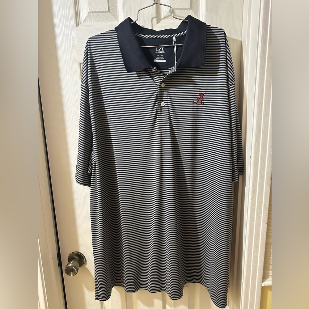Alabama Crimson Tide Striped Cutter & Buck Dry Tec Polo - Tags still on